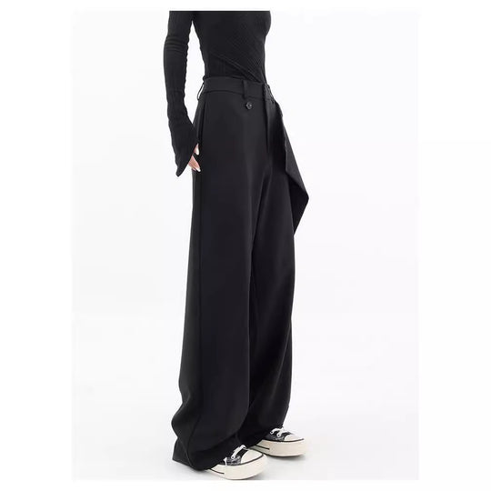 Damen elegante weit geschnittene Palazzo-Hose mit asymmetrischen Schnittdetails EB