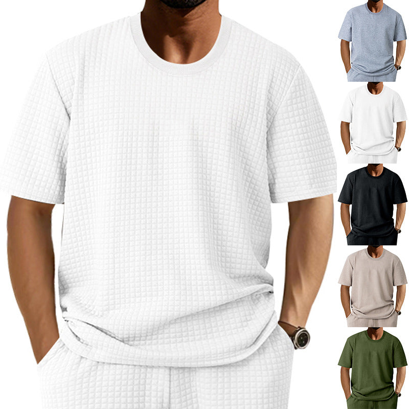 Herren lässiges Rundhals-T-Shirt mit strukturiertem Gewebe EB