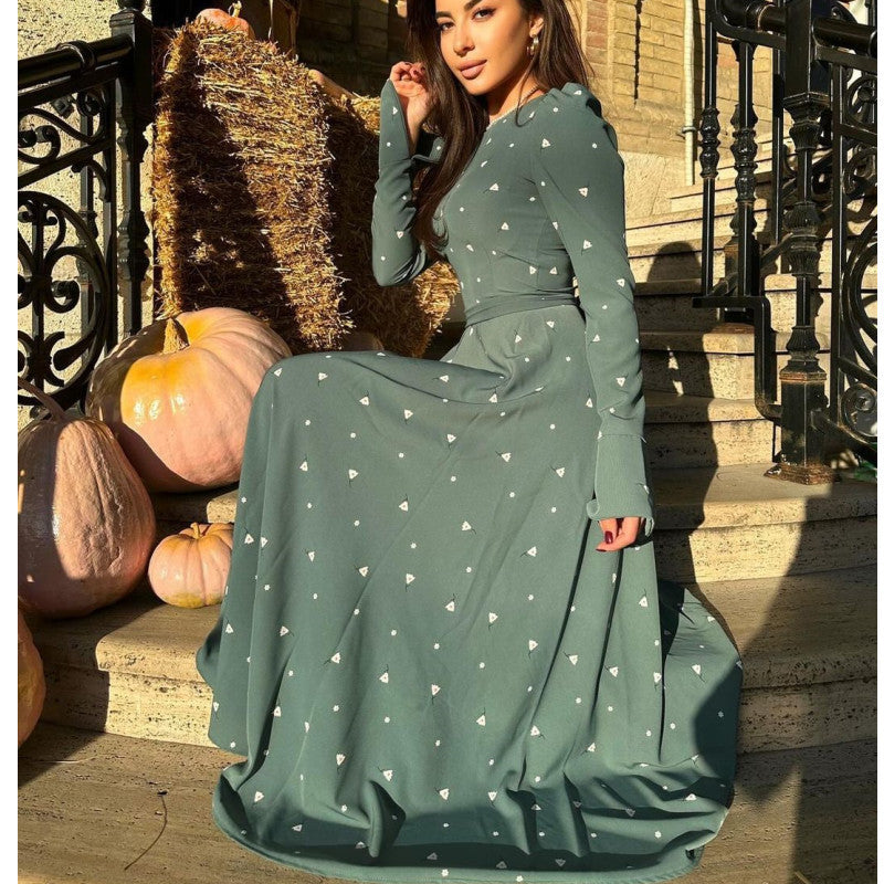 Damen Elegantes Maxikleid mit Geschlitz und langärmligem Design EB