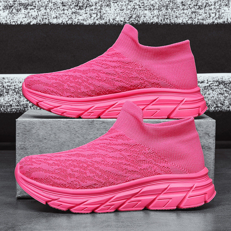 Damen Bequeme High-Top Sneakers mit elastischem Strickoberteil EB