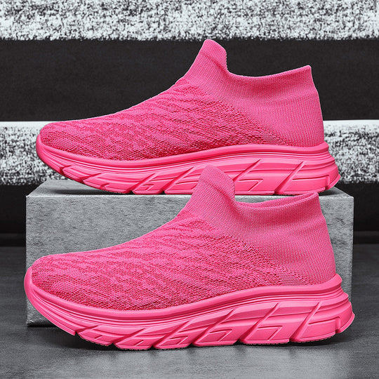 Damen Bequeme High-Top Sneakers mit elastischem Strickoberteil EB