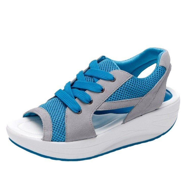 Damen sportlich gestaltete Sneaker-Sandalen mit offener Zehenpartie und atmungsaktiver Mesh-Oberfläche EB