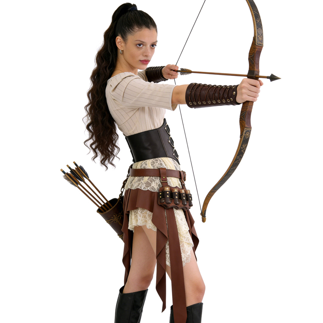 Damen Rock mit asymmetrischen fransigen Details und eleganter Spitzenborte EB
