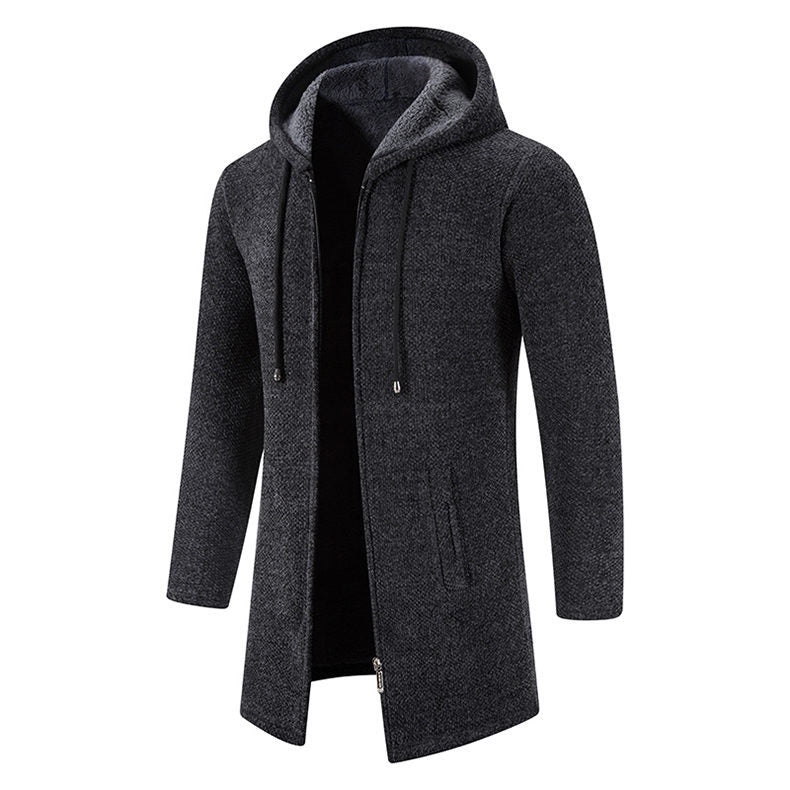 Herren modische Premium-Fleecejacke mit Kapuze und seitlichen Taschen EB