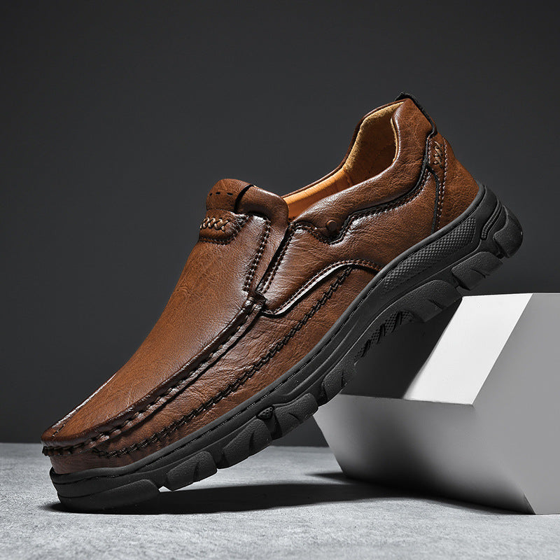 Herren Bequeme Leder Slipper mit rutschfester Sohle EB