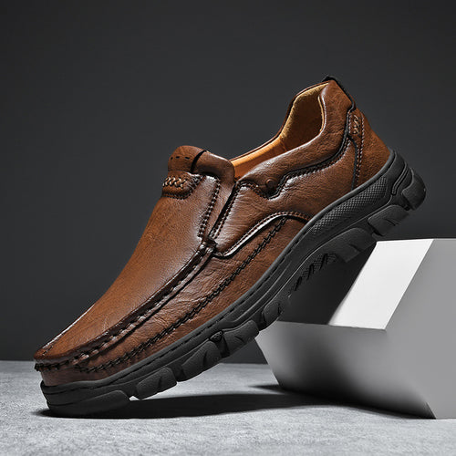 Herren Bequeme Leder Slipper mit rutschfester Sohle EB