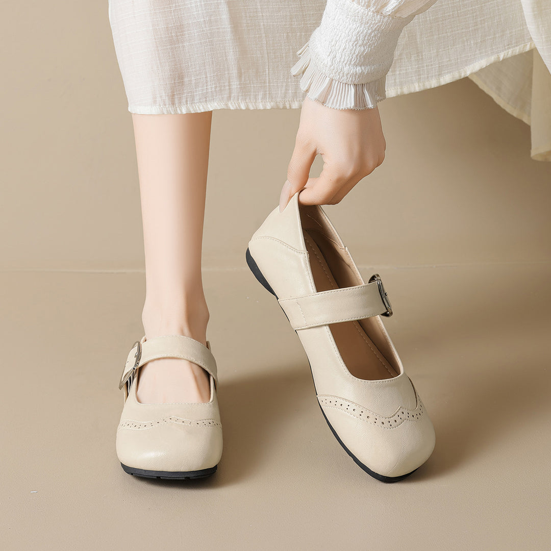 Damen Ballerinas mit verstellbarem Riemen und eleganter Schnalle EB