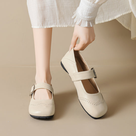 Damen Ballerinas mit verstellbarem Riemen und eleganter Schnalle EB
