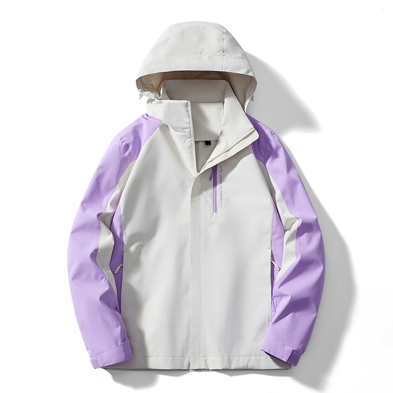 Damen Leichte zweifarbige Softshelljacke mit Kapuze, atmungsaktivem Meshfutter und Brustreißverschluss EB