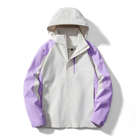 Damen Leichte zweifarbige Softshelljacke mit Kapuze, atmungsaktivem Meshfutter und Brustreißverschluss EB