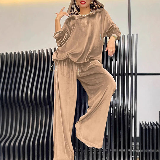 Damen Freizeit-Hosenset aus weichem Velours EB