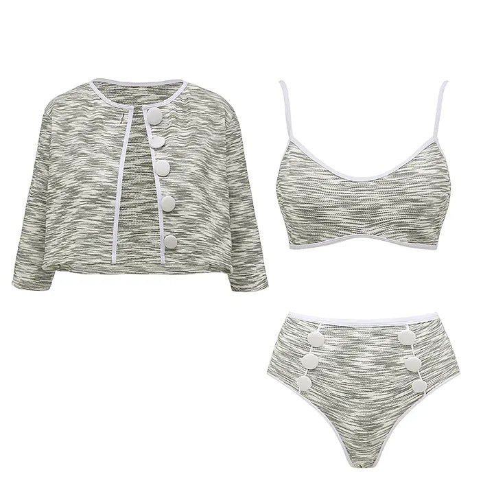 Damen Bikini-Set mit hochtailliertem Höschen und modischem Oberteil EB