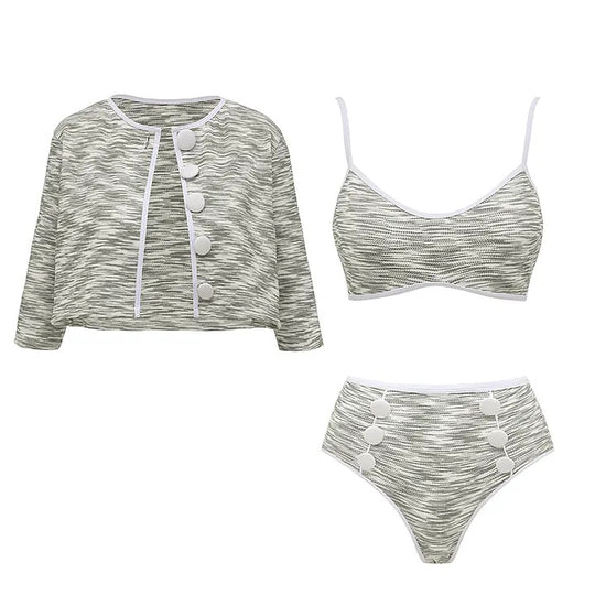 Damen Bikini-Set mit hochtailliertem Höschen und modischem Oberteil EB