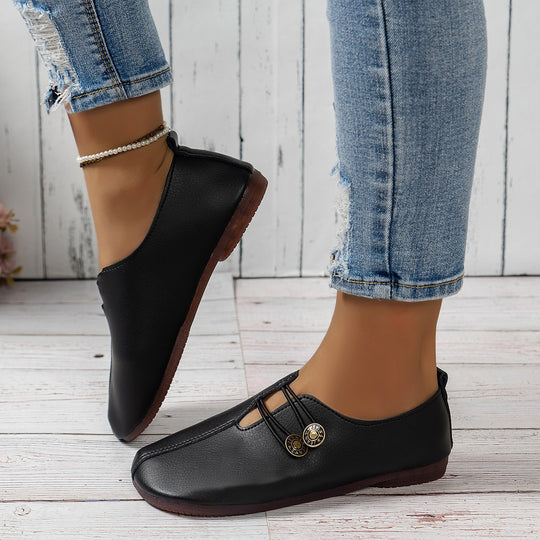 Damen nan weiche Lederoptik Slipper mit elastischer Schnürung und ergonomischer Komfortsohle EB
