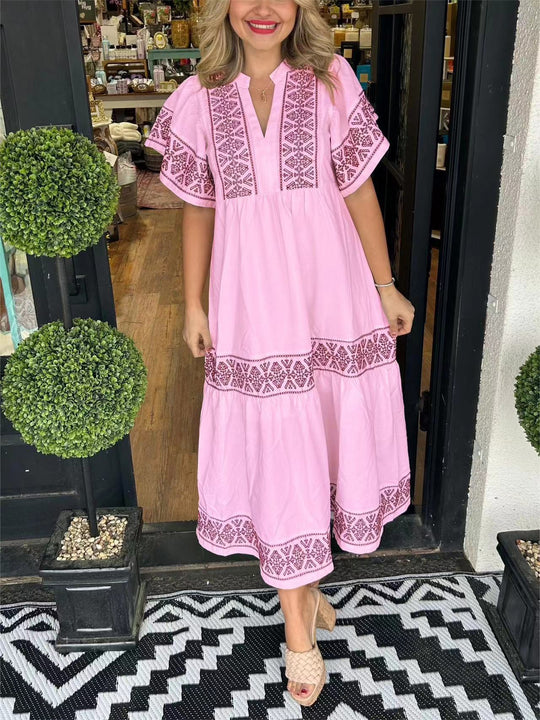 Damen Maxikleid mit eleganten Stickereien EB