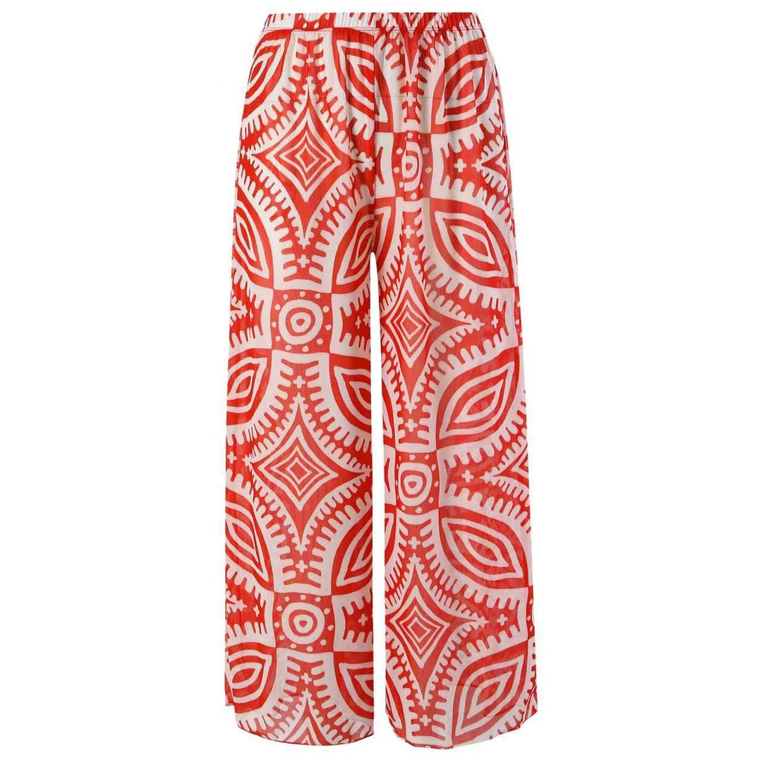 Damen Einteiler Badeanzug mit asymmetrischem Schnitt und eleganter Palazzo-Hose EB