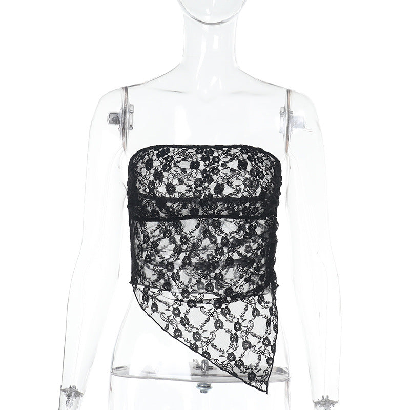 Damen Spitzen-Bustier mit asymmetrischem Saum EB
