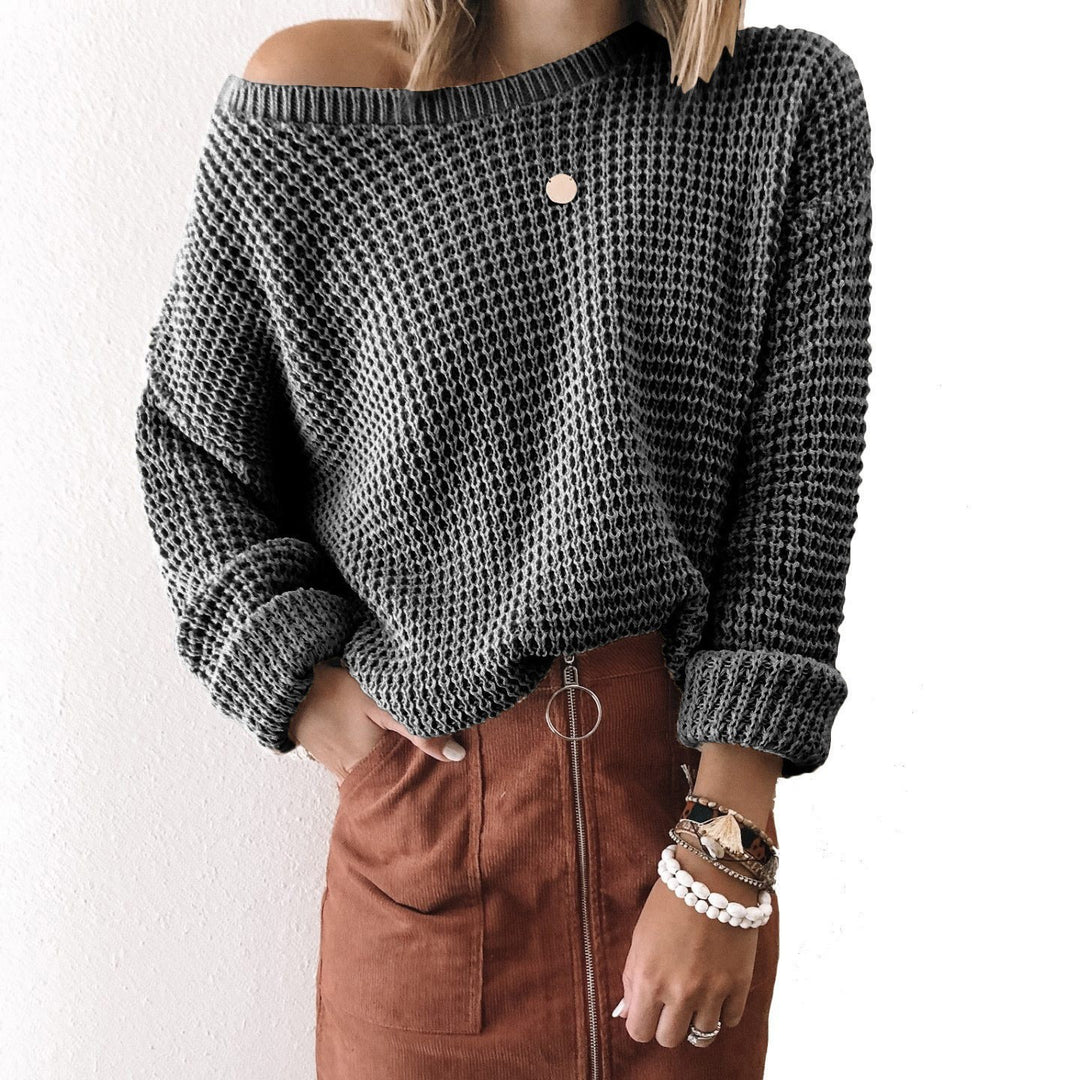 Damen lässiger Strickpullover im modernen Netzdesign EB