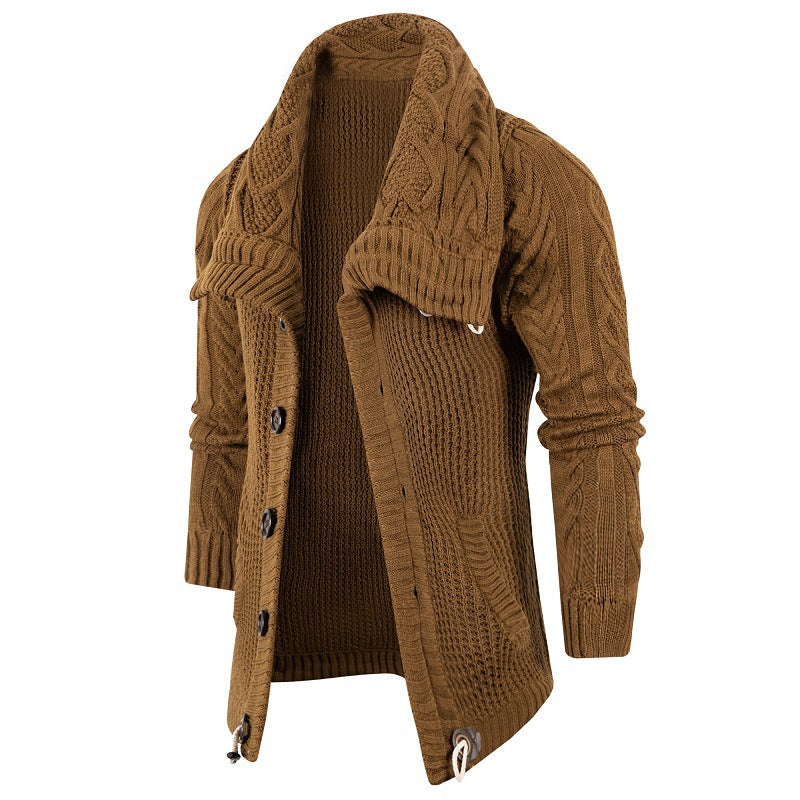Herren Grobstrick Strickjacke mit umschlagbarem Halsausschnitt EB