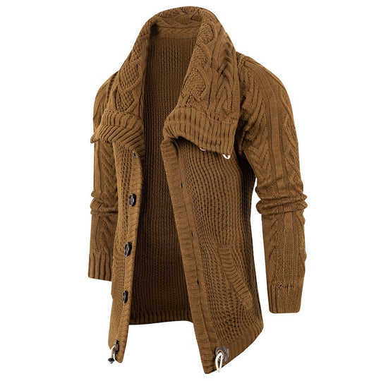 Herren Grobstrick Strickjacke mit umschlagbarem Halsausschnitt EB