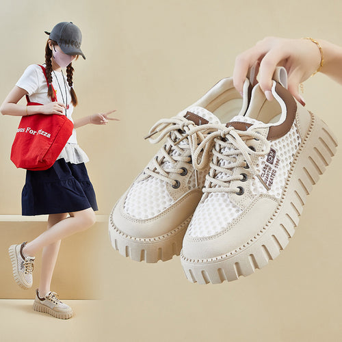 Damen Sportliche Sneakers mit atmungsaktiver Mesh-Oberfläche und rutschfester Gummisohle EB