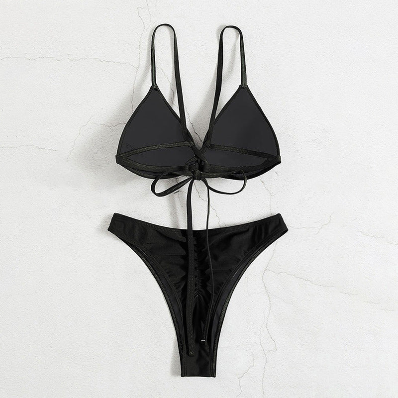 Damen Triangel-Bikinioberteil mit verstellbaren Trägern und trendigem Kreuzdesign EB