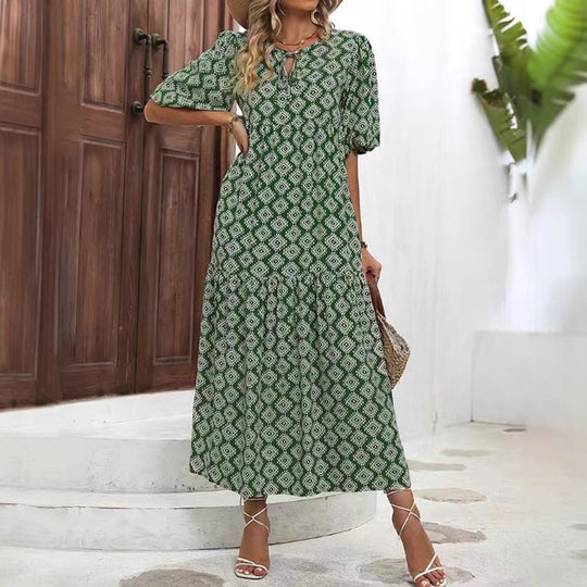 Damen Freizeit Maxikleid mit einzigartigem Mustermix Heidi-Mode