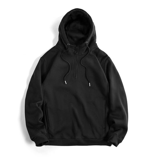 Damen Modischer Kapuzenpullover mit halbem Reißverschluss und weichem Innenfutter EB