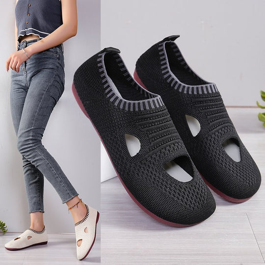 Damen atmungsaktive Laufchuhe mit flexiblem Strick-Obermaterial EB