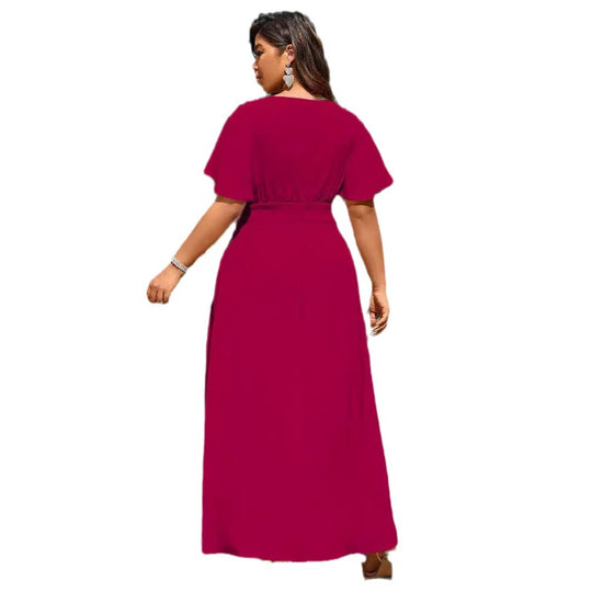 Damen Maxikleid mit tiefem V-Ausschnitt und tailliertem Schnitt EB