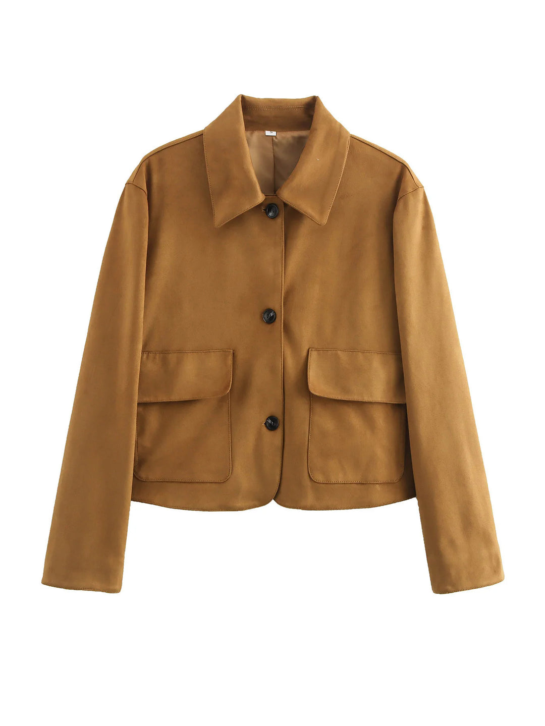 Damen modische Kurzjacke aus hochwertigem Wildlederimitat mit praktischen Taschen EB