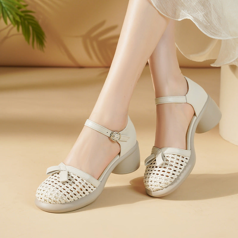 Damen Ballerinas mit elegantem Riemchen und modischem Flecht-Design EB