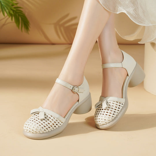 Damen Ballerinas mit elegantem Riemchen und modischem Flecht-Design EB
