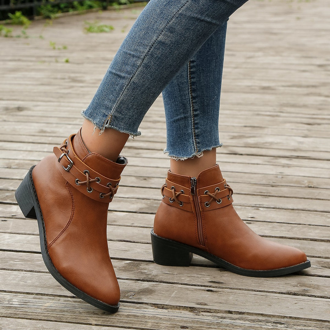 Damen Stiefeletten mit modischem Schnür-Detail EB