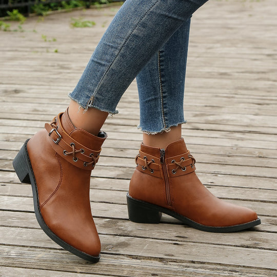 Damen Stiefeletten mit modischem Schnür-Detail EB