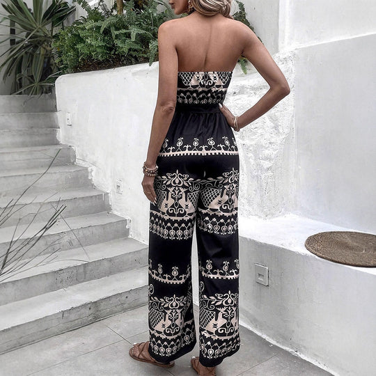 Damen Jumpsuit mit elegantem Halterdesign und stilvollen Musterdetails EB