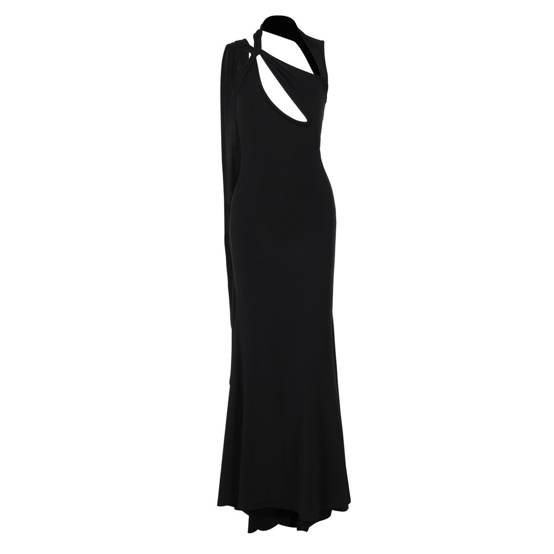 Damen Maxi-Kleid mit asymmetrischem Schnitt und raffiniertem Ausschnitt EB