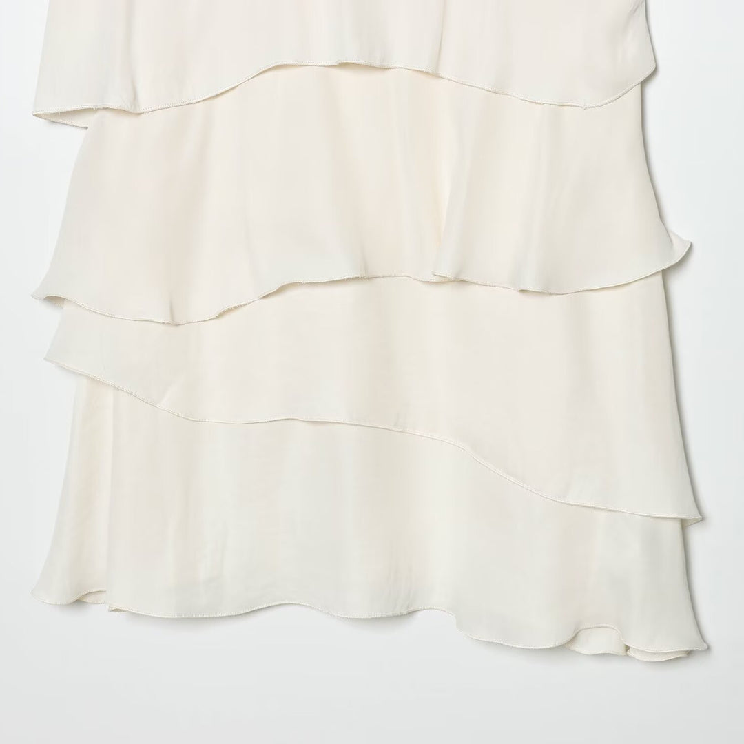 Damen Midi-Kleid mit schwingendem Volant und elegantem Bindegürtel EB