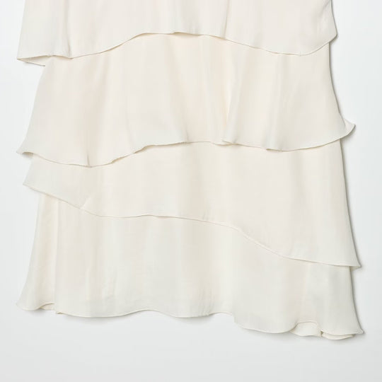 Damen Midi-Kleid mit schwingendem Volant und elegantem Bindegürtel EB