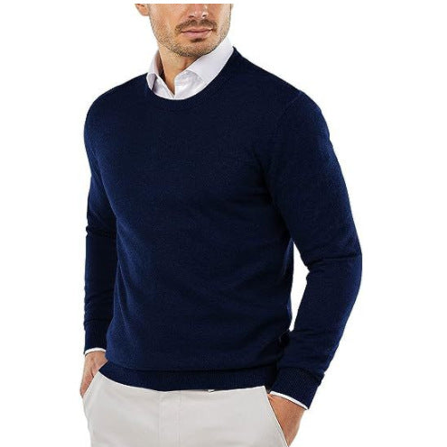 Herren eleganter Rundhals-Pullover aus feiner Baumwolle EB