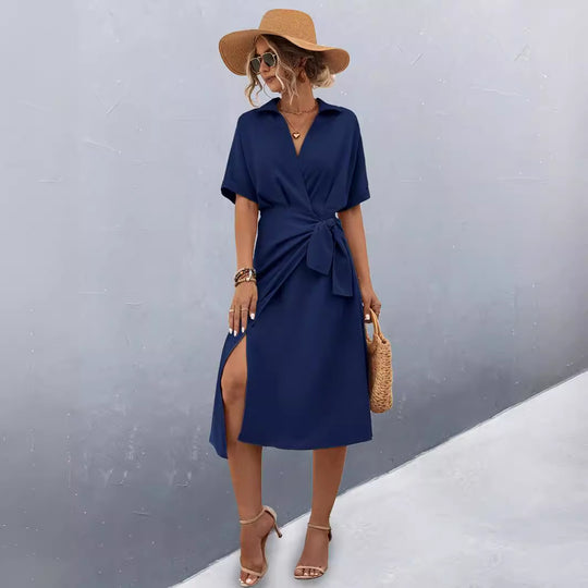 Damen Midikleid mit Wickeloptik EB
