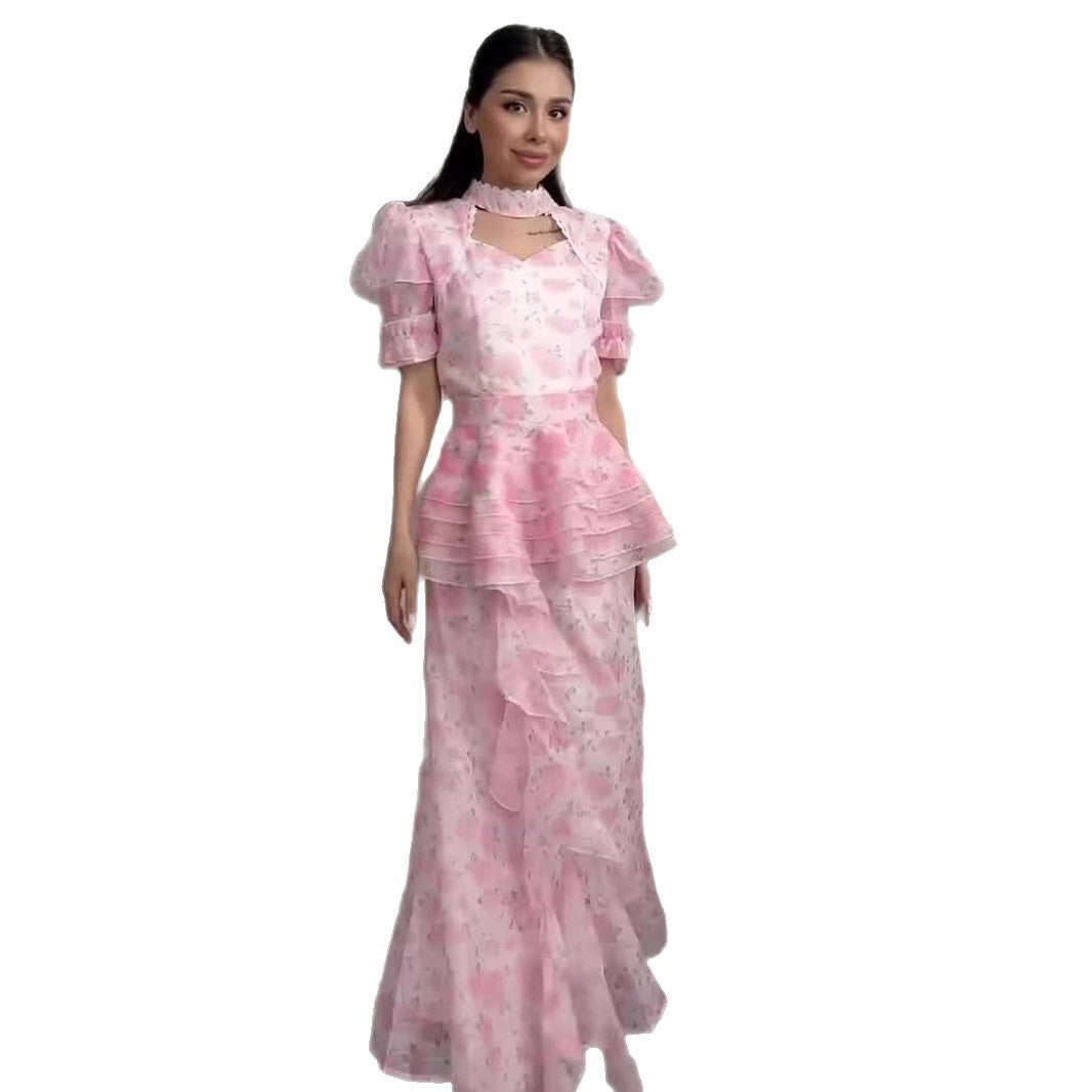 Damen Elegantes und verspieltes Blumenkleid EB