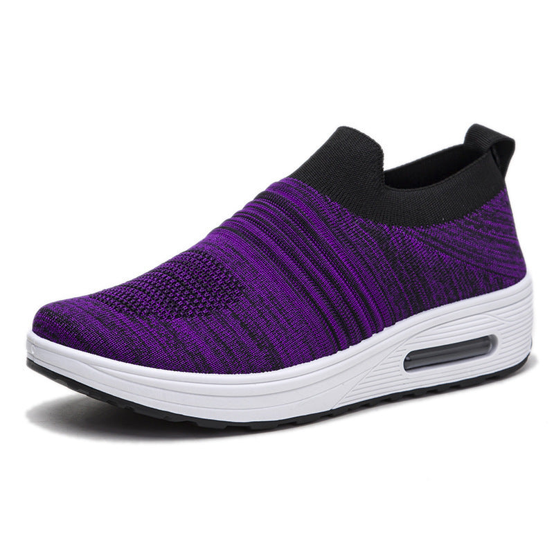 Damen Komfortable Slip-On Sneakers mit atmungsaktiver Strickoberfläche und dämpfender Sohle EB