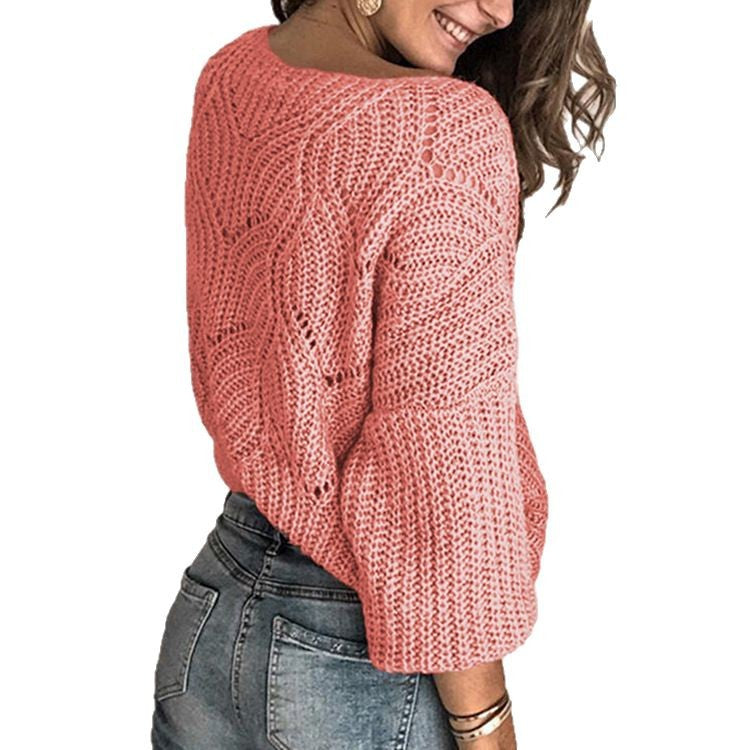 Damen luftiger Strickpullover mit lässigem Schnitt EB
