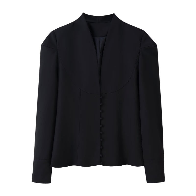 Damen Blazerjacke mit klassischem Kragen und eleganten Knopfdetails EB