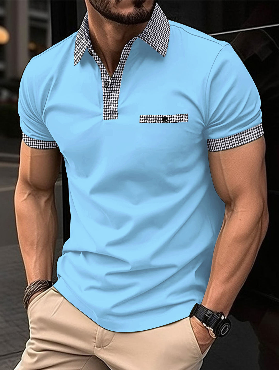 EB | Farblich passendes POLO-Shirt mit Knöpfen