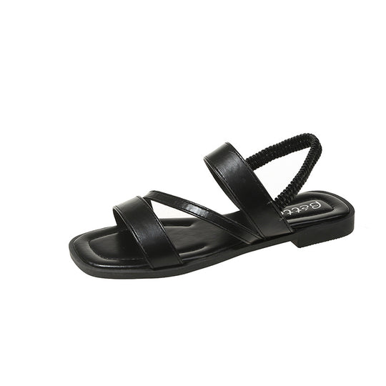Damen Metallic Riemchen-Sandalen mit elastischem Rückenteil EB