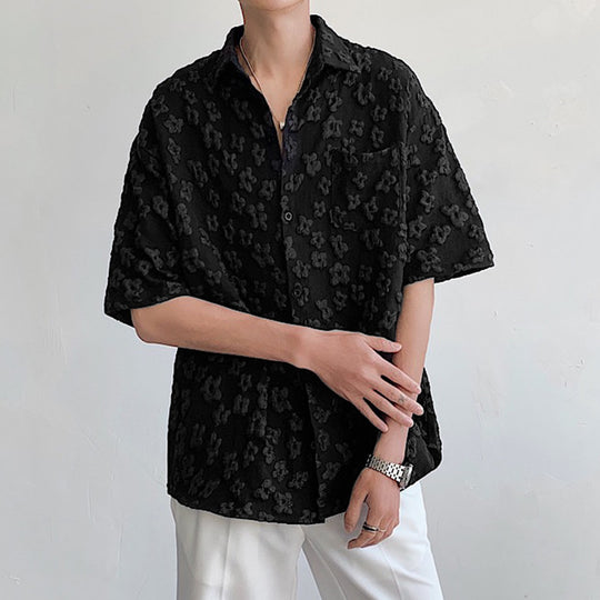 Herren Kurzarmhemd mit floralem Texturmuster EB