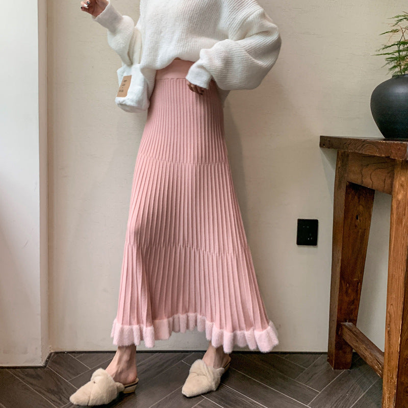 Damen Plisseerock mit voluminösem Saum EB