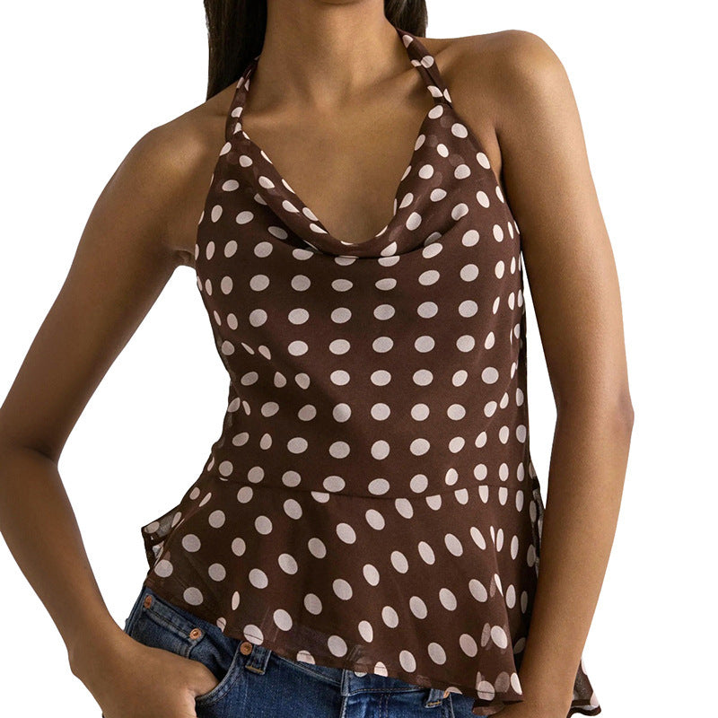 Damen elegantes Chiffon-Oberteil mit tiefem Wasserfall-Ausschnitt und taillierter Passform EB